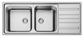 Karag BL 822 Νεροχύτης Κουζίνας Διπλός Inox Σατινέ Ανοξείδωτο Ατσάλι 1200 x 500 mm