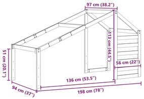 Οροφή Κρεβατιού Παιδική Λευκό 198x97x113 εκ. Μασίφ Ξύλο Πεύκου - Λευκό