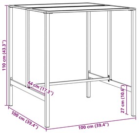 Τραπέζι Μπαρ Μαύρο 100x100x110 εκ. Ατσάλι με Ηλ. Βαφή Πούδρας - Μαύρο