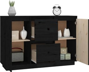 vidaXL Ντουλάπι Μαύρος 111 x 34 x 75 εκ. από Μασίφ Ξύλο Πεύκου