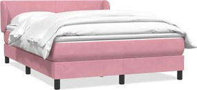 vidaXL Box Spring κρεβάτι με στρώμα ροζ 140x220 cm Βελούδινο