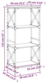 Βιβλιοθήκη 4 Επιπέδων Γκρι Sonoma 59x35x132 εκ. Επεξεργ. Ξύλο - Γκρι