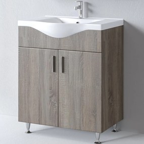 Έπιπλο Μπάνιου Πάγκος Με Νιπτήρα Siena 75 S3BSI075SD0 75×46x83cm Sonoma Dark Πορσελάνη,Μελαμίνη