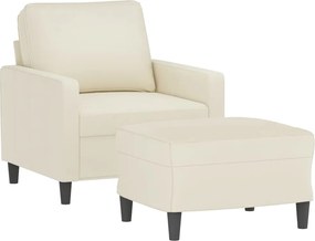 vidaXL Πολυθρόνα Κρεμ 60 εκ. Βελούδινη με Υποπόδιο