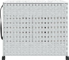 vidaXL Καλάθι Άπλυτων με Τροχούς Λευκό 66x35x60 εκ. από Ρατάν