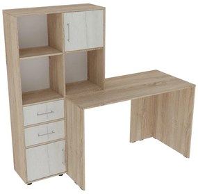 Intrahome Γραφείο με βιβλιοθήκη Scarlet Intrahome σε sonoma-λευκή απόχρωση 161x60x150εκ | SKU: INTRAPA-472111109