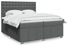 vidaXL Κρεβάτι Boxspring με Στρώμα Σκούρο Γκρι 200x200 εκ. Υφασμάτινο