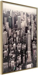 Αφίσα - New York from a Bird's Eye View - 20x30 - Χρυσό - Χωρίς πασπαρτού