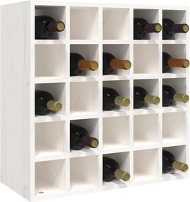 vidaXL Ντουλάπι Κρασιών Λευκό 56 x 25 x 56 εκ. από Μασίφ Ξύλο Πεύκου