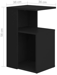 vidaXL Τραπέζι Βοηθητικό Μαύρο 36 x 30 x 56 εκ. από Επεξ. Ξύλο