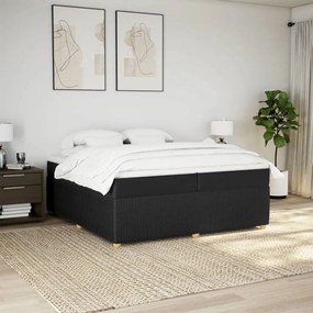 vidaXL Κρεβάτι Boxspring με Στρώμα Μαύρο 200x200 εκ. Υφασμάτινο