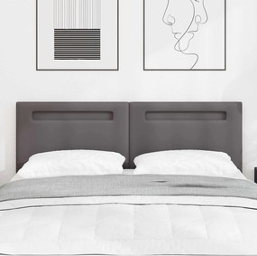 vidaXL LED κεφαλάρι Γκρι 160 cm Τεχνητό Δέρμα