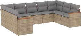vidaXL Patio Sofa Set 9-θέσια Μικτό μπεζ