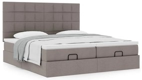 vidaXL Οθωμανικό κρεβάτι με στρώματα Taupe 200x200cm ύφασμα