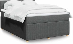 vidaXL Κρεβάτι Boxspring με Στρώμα Σκούρο Γκρι 160x200 εκ Υφασμάτινο