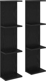 vidaXL Ράφι Τοίχου 2 pcs Μαύρη Δρυς 22 x 15 x 100 εκ