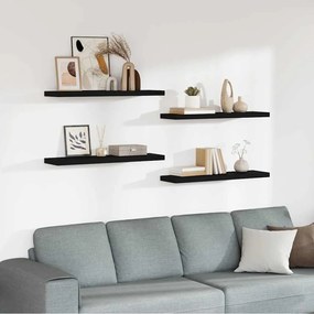 vidaXL Ράφια Τοίχου 4 τεμ. Μαύρα 90x23,5x3,8 εκ. MDF