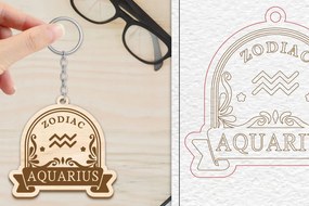 Intra απο ξύλο plywood 3mm-4mm πάχος Aquarius Keychain  | Ζώδιο Δίασταση 6x6 cm INTRAFABR-102168251
