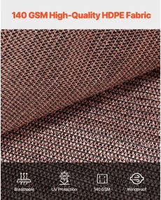 VEVOR 90% Sun Shade Cloth Privacy Screen 8 x 12 ft for Patio Garden (Brown)