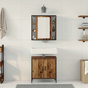vidaXL Σετ Επίπλων Μπάνιου με ράφι με πόρτα 2 pcs Καφέ 60 x 30 x 60 cm