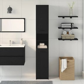 vidaXL Ντουλάπι Μπάνιου με ράφι Μαύρη δρυς 32 x 34 x 188.5 εκ.