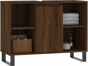 vidaXL Ντουλάπι Μπάνιου Καφέ Δρυς 80 x 33 x 60 εκ. Επεξεργασμένο Ξύλο