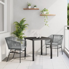 vidaXL Σετ 3 Τεμαχίων Καθίσματος Κήπου  με Γκρι Μαξιλάρι