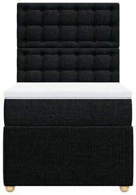 vidaXL Κρεβάτι Boxspring με Στρώμα Μαύρο 90x190 εκ.Υφασμάτινο