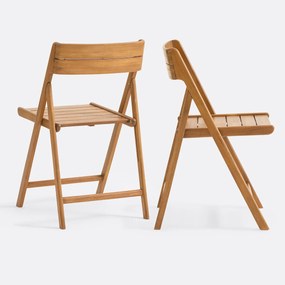 Σετ 2 πτυσσόμενες καρέκλες κήπου από μασίφ ακακία, TIKAO