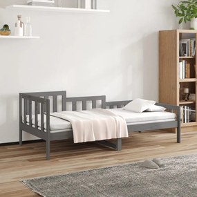 vidaXL Καναπές Κρεβάτι Γκρι 90 x 190 εκ. από Μασίφ Ξύλο Πεύκου