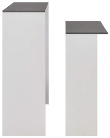 Τραπέζι Μπαρ με 2 Επιφάνειες Λευκό / Γκρι 130 x 40 x 120 εκ. - Λευκό