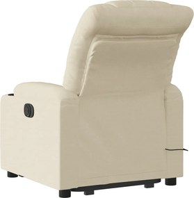 vidaXL Πολυθρόνα Μασάζ Ηλεκ. Ανακλινόμενη με Ανύψωση Κρεμ Υφασμάτινη