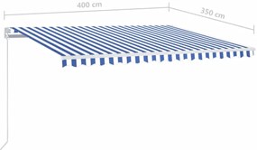 vidaXL Τέντα Συρόμενη Χειροκίνητη Μπλε / Λευκό 400 x 350 εκ.