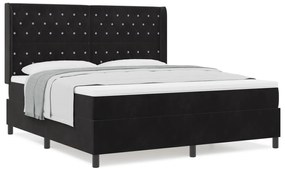 vidaXL Κρεβάτι Box Spring με Στρώμα Μαύρο 180x200 cm Βελούδο