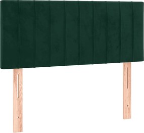 vidaXL Κρεβάτι Boxspring με Στρώμα &amp; LED Σκ. Πράσινο 80x200 εκ Βελούδο
