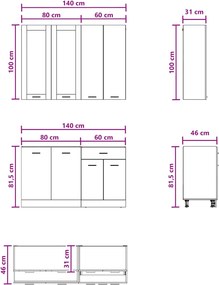 vidaXL Μονάδα κουζίνας LYON 4 pcs Γκρι Sonoma Επεξεργασμένο Ξύλο