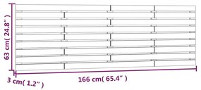 Κεφαλάρι Τοίχου Μαύρο 166x3x63 εκ. από Μασίφ Ξύλο Πεύκου - Μαύρο