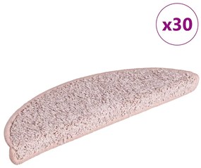 vidaXL Πατάκια Σκαλιών 30 τεμ. Ανοιχτό Ροζ Ημίκυκλα 56x17x3 εκ.