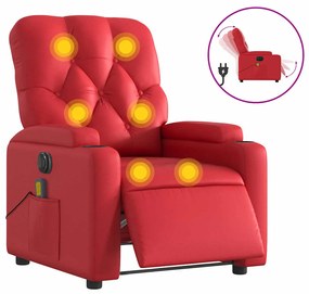 vidaXL Πολυθρόνα Μασάζ Ανακλινόμενη Ηλεκτρική Κόκκινη Συνθετικό Δέρμα