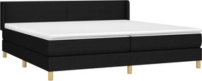 vidaXL Κρεβάτι Boxspring με Στρώμα Μαύρο 200x200 εκ. Υφασμάτινο