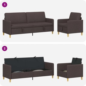 vidaXL Σαλονάκι Σετ Με Αποθηκευτικό Χώρο 2 pcs Σκούρο Καφέ Πολυεστέρας