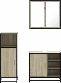 vidaXL Σετ Επίπλων Μπάνιου 3 Τεμαχίων Sonoma Δρυς Επεξεργασμένο Ξύλο