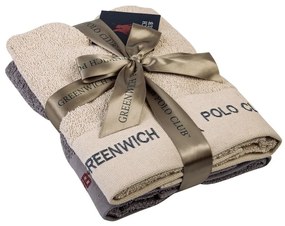 Πετσέτες 2663 (Σετ 2τμχ) Beige-Grey Greenwich Polo Club Towels Set 50x90cm 100% Βαμβάκι