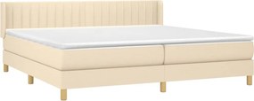 vidaXL Κρεβάτι Boxspring με Στρώμα Κρεμ 200x200 εκ. Υφασμάτινο