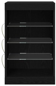 vidaXL Μπουφές με LED Φώτα Μαύρο Δρυς 41x37x67 εκ.