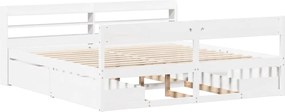 vidaXL Σκελετός Κρεβ. Χωρίς Στρώμα Λευκό 200x200 εκ Μασίφ Πεύκο