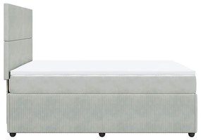 vidaXL Κρεβάτι Boxspring με Στρώμα Ανοιχτό Γκρι 140x190 εκ. Βελούδινο