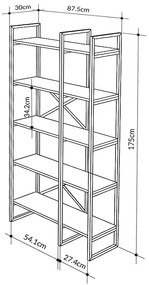 ΒΙΒΛΙΟΘΗΚΗ DUSAN MEGAPAP ΧΡΩΜΑ SEPET OAK 87,5X30X175ΕΚ.