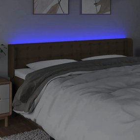vidaXL Κεφαλάρι Κρεβατιού LED Σκούρο Καφέ 163x16x78/88 εκ. Υφασμάτινο