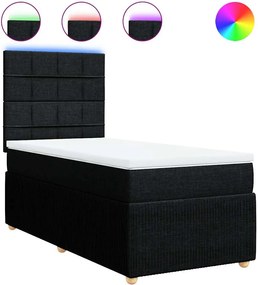 vidaXL Κρεβάτι Boxspring με Στρώμα Μαύρο 90x200 εκ. Υφασμάτινο